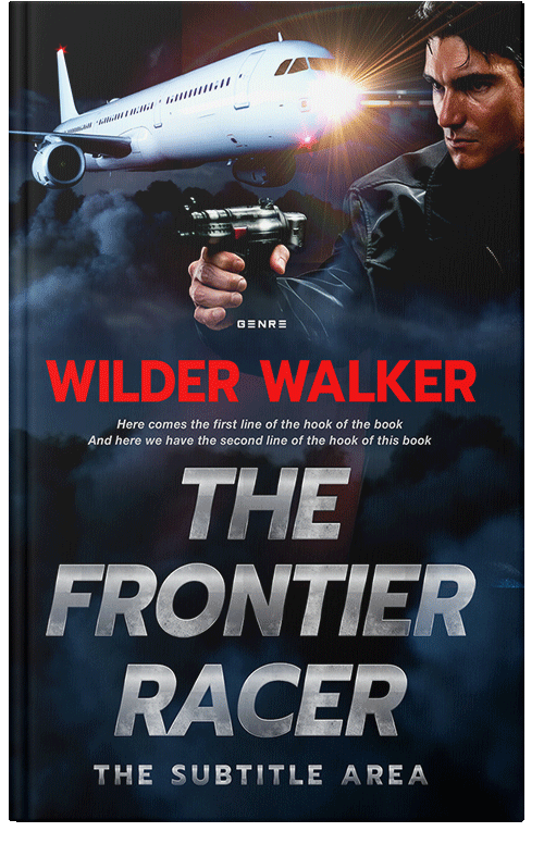 Front view of Clam Shell #4484 - Premade Action & Adventure Book Cover