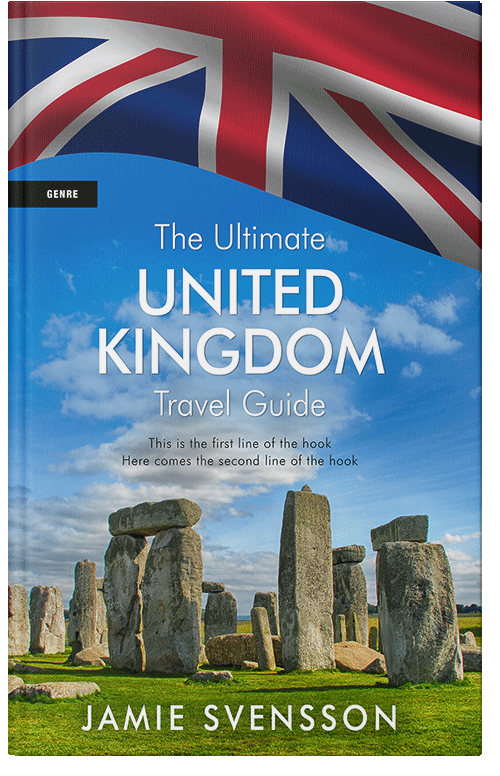 Front view of Premade Travel Book Cover - Hippie Blue