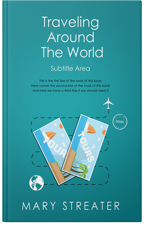 Front view of Premade Travel Book Cover - Blue Chill