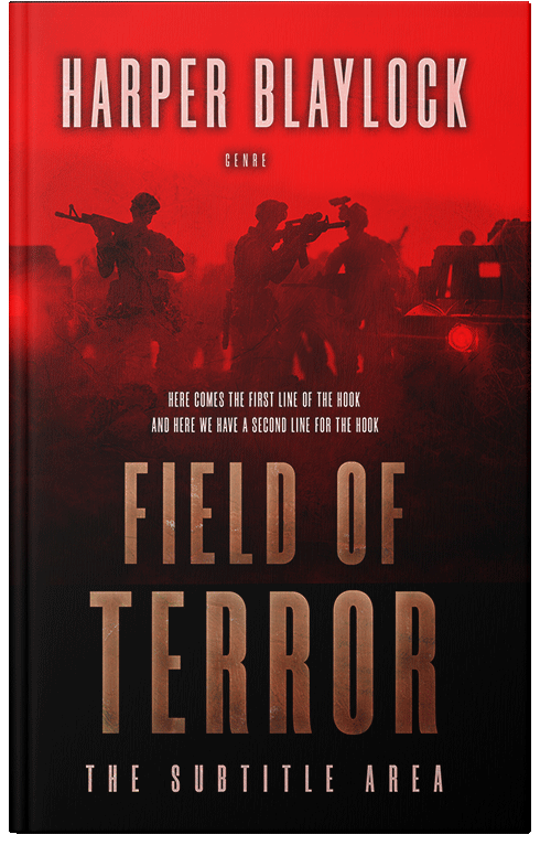 Front view of Premade Action & Adventure Book Cover - Alizarin Crimson