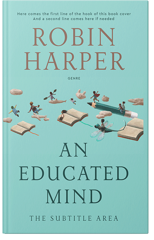 Front view of Premade Abstract Book Cover - Aqua Island