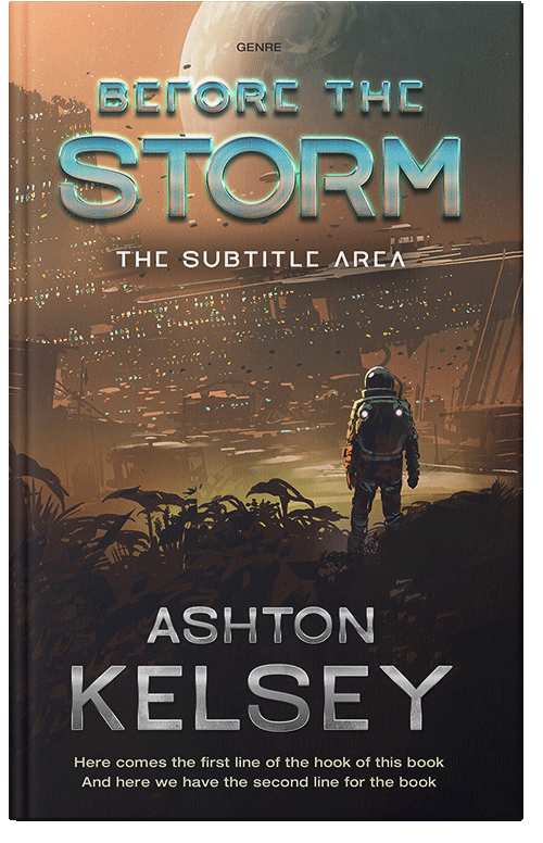 Front view of Premade Science Fiction Book Cover - Taupe