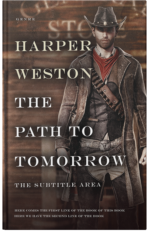 Front view of Premade Western Book Cover - English Walnut