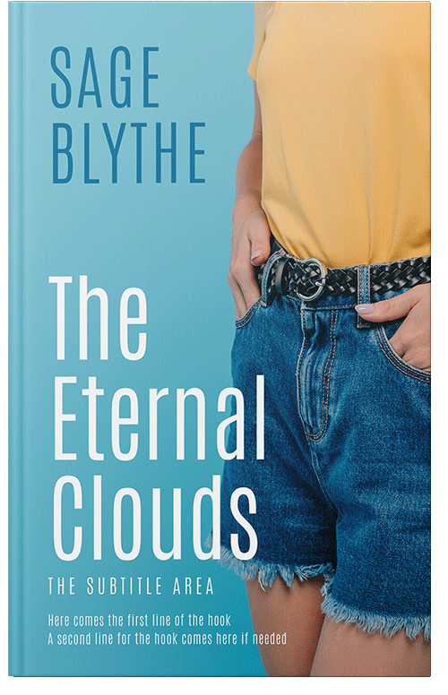 Front view of Premade Chick Lit Book Cover - Fountain Blue