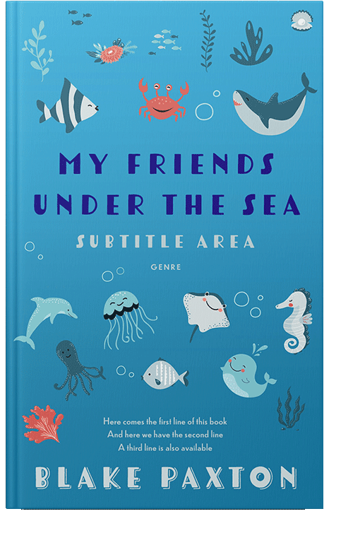 Front view of Curious Blue #50009 - Premade Action & Adventure Book Cover