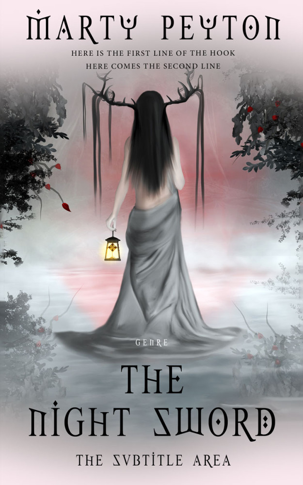 Front view of Pink Swan #21652 - Premade Fantasy Book Cover