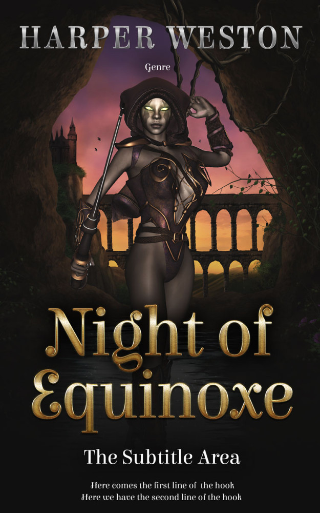 Front view of Cod Gray #22750 - Premade Fantasy Book Cover | BookCoverZone