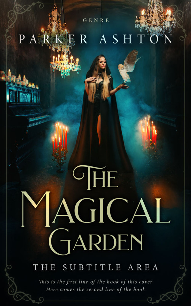 Front view of Black #32812 - Premade Fantasy Book Cover