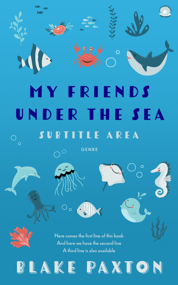 Front view of Curious Blue #50009 - Premade Action & Adventure Book Cover