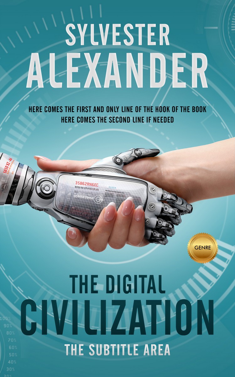 2D view of Hippie Blue #1571 - Premade Science Fiction Book Cover