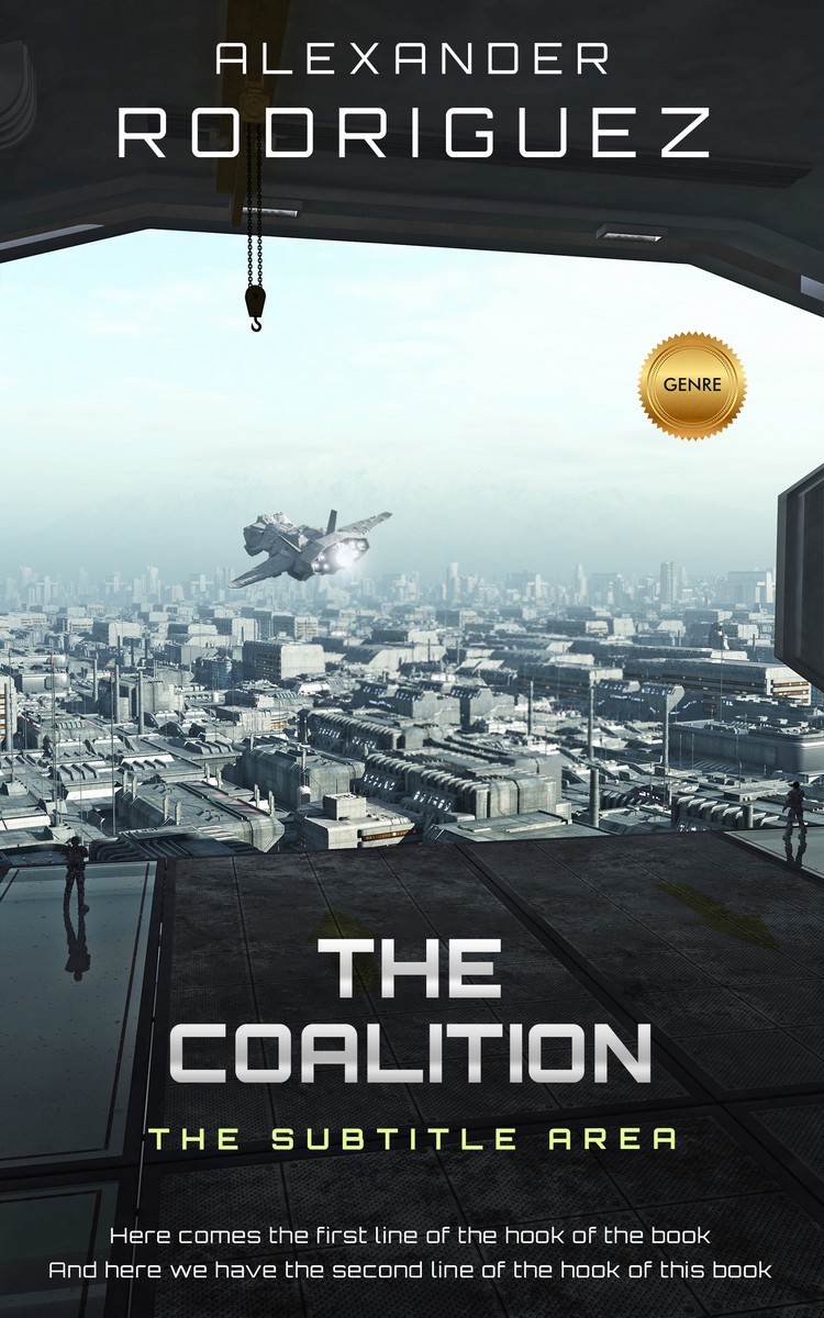 2D view of Premade Science Fiction Book Cover - Shark