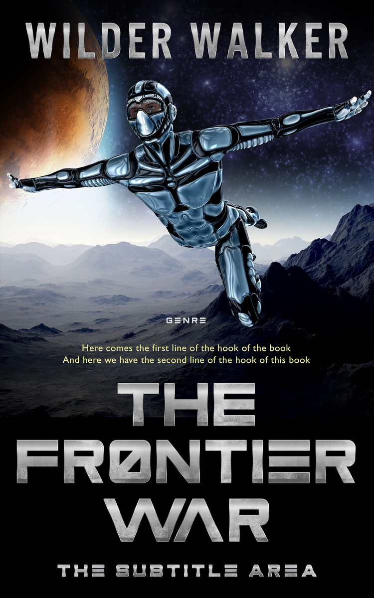 2D view of Premade Science Fiction Book Cover - Silver