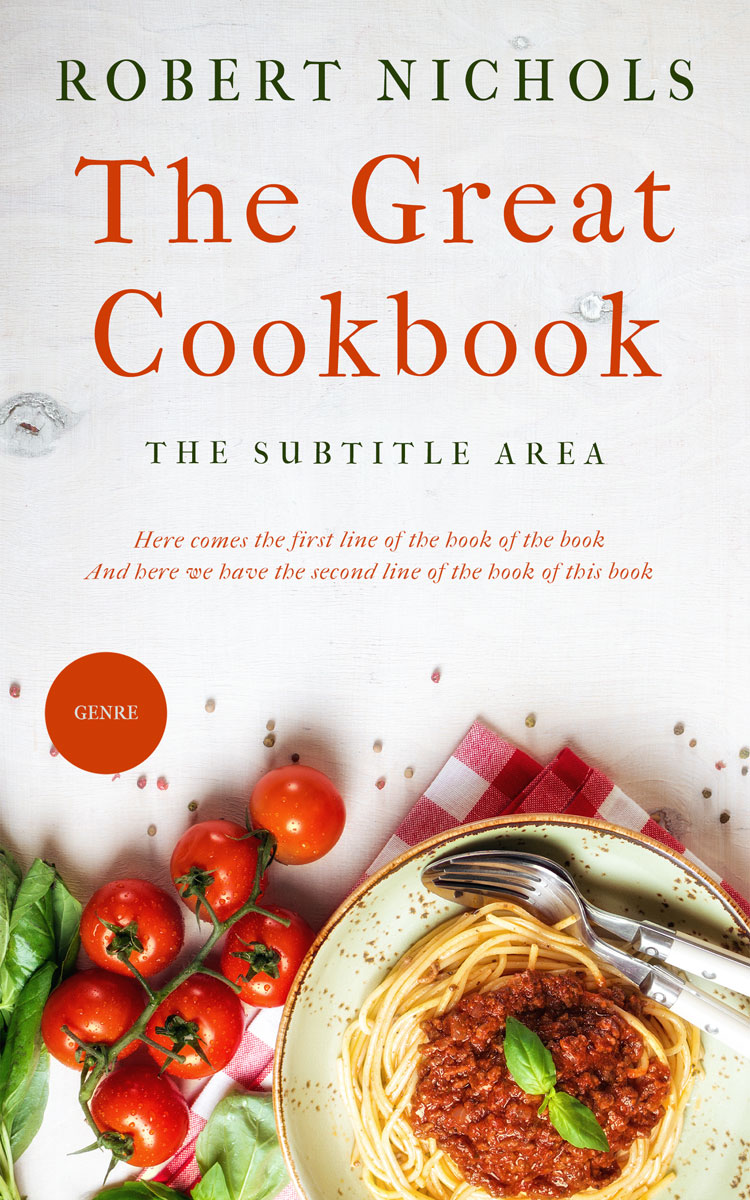 2D view of Premade Cookbooks & Food & Wine Book Cover - Cararra