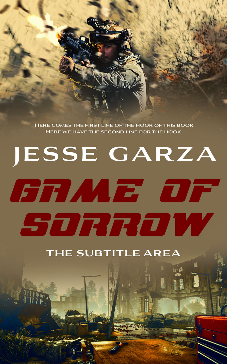 2D view of Premade Action & Adventure Book Cover - Yellow Metal