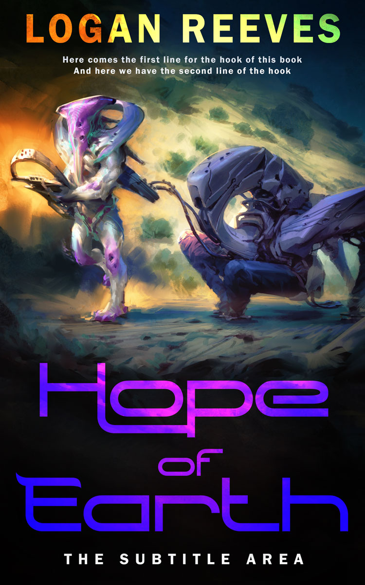 2D view of Premade Science Fiction Book Cover - Tan