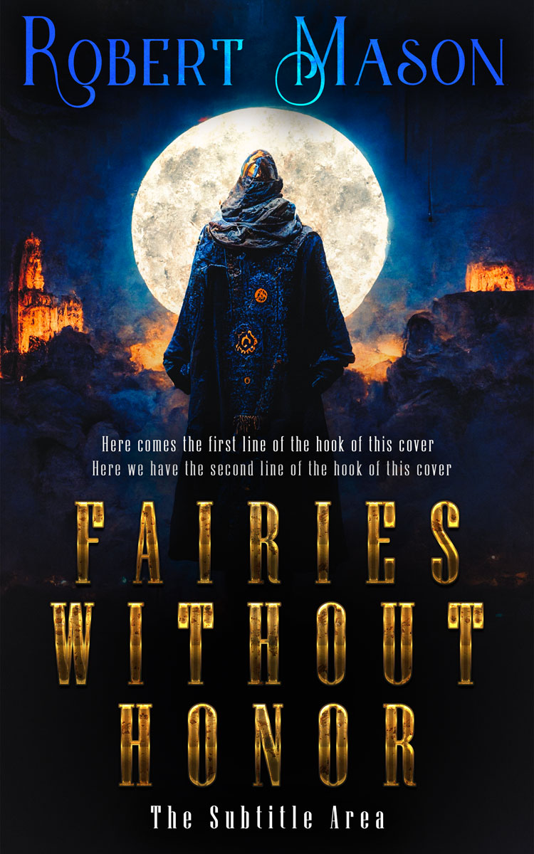 2D view of Premade Fantasy Book Cover - Vulcan