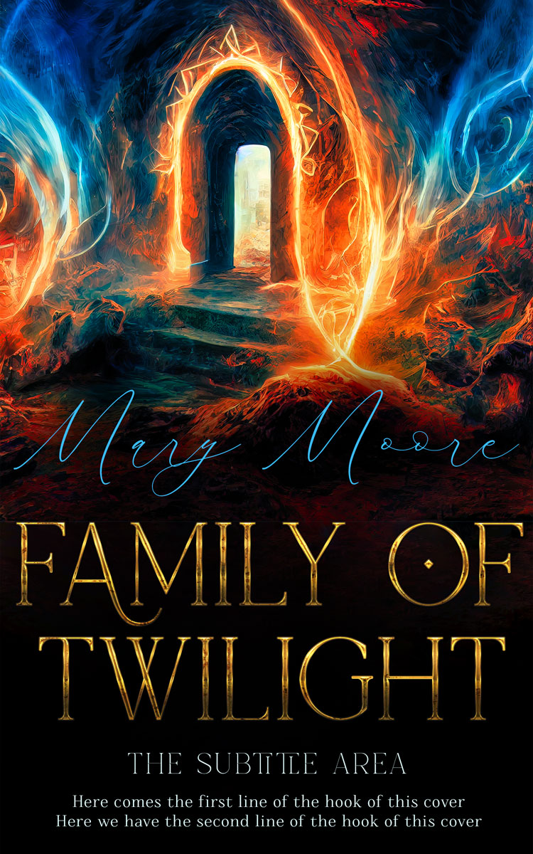 2D view of Premade Fantasy Book Cover - Raw Sienna