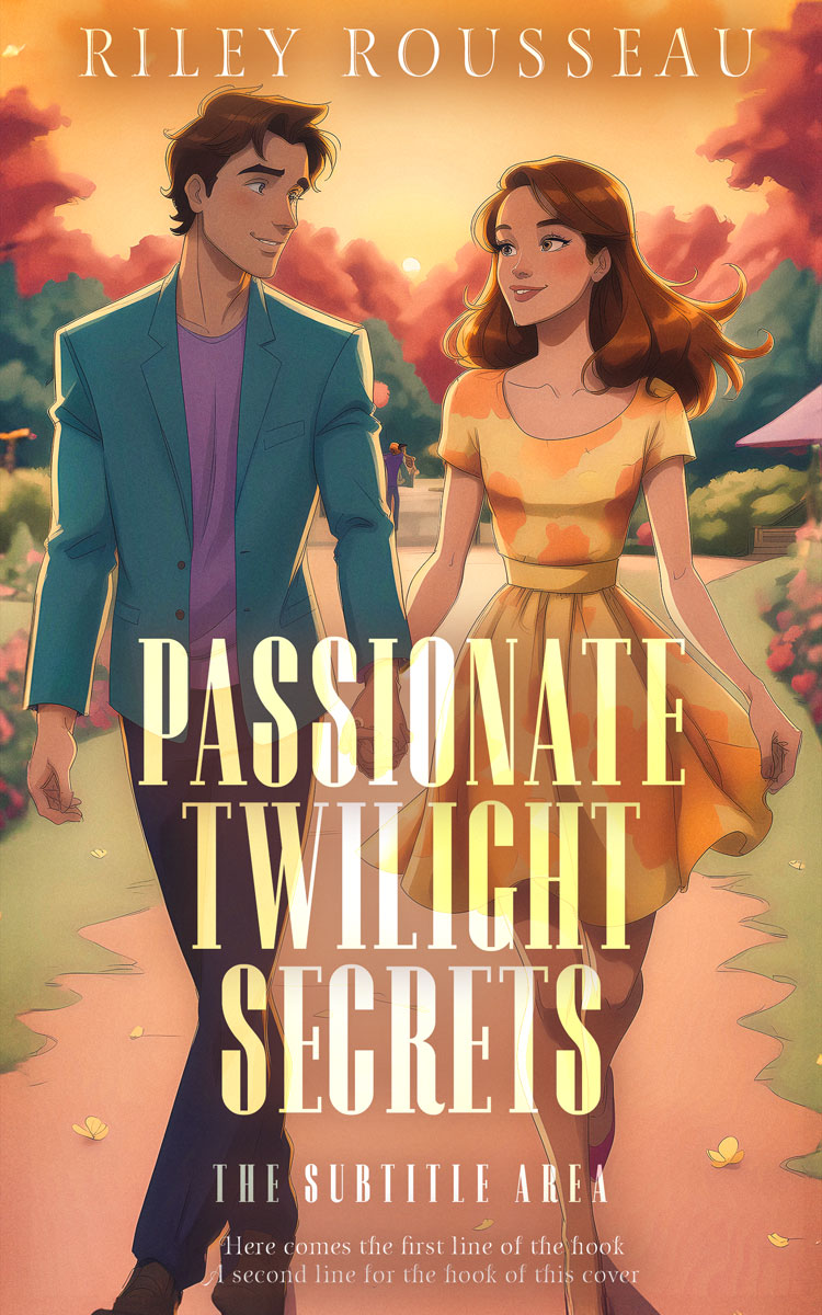 2D view of Premade Romance Book Cover - Antique Brass