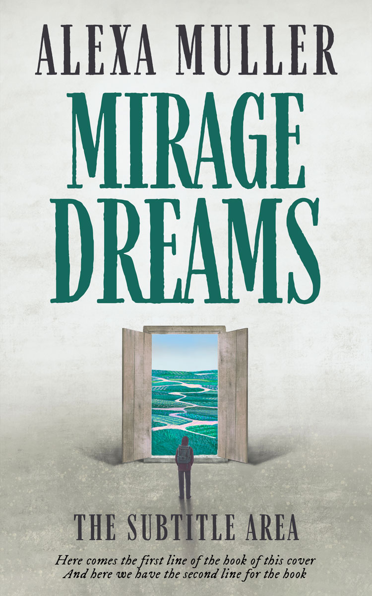 2D view of Premade Surreal Book Cover - Quill Gray