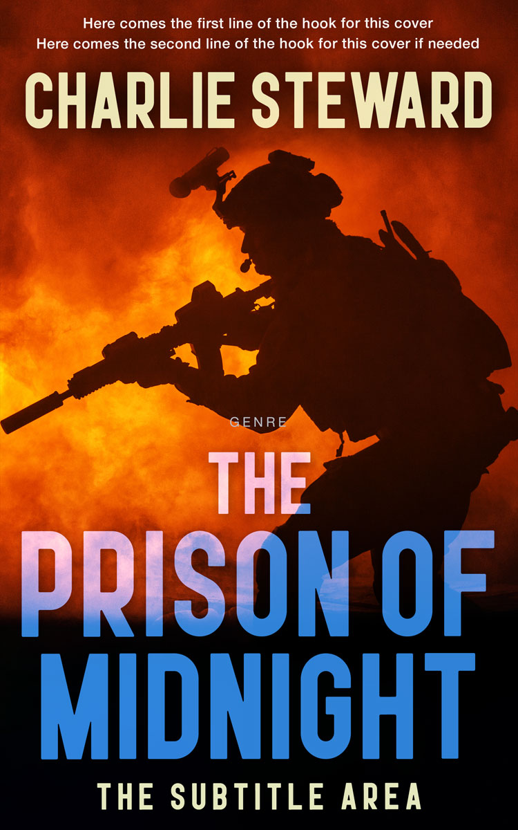 2D view of Premade Action & Adventure Book Cover - Red Damask