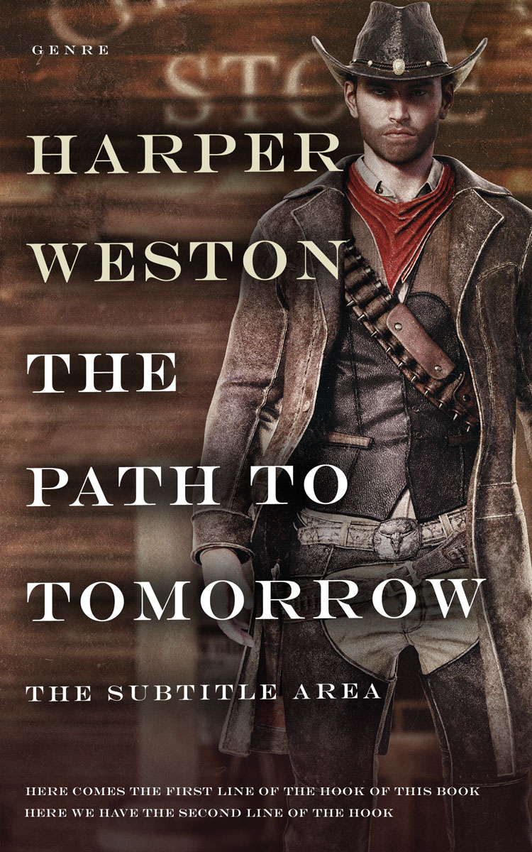 2D view of Premade Western Book Cover - English Walnut