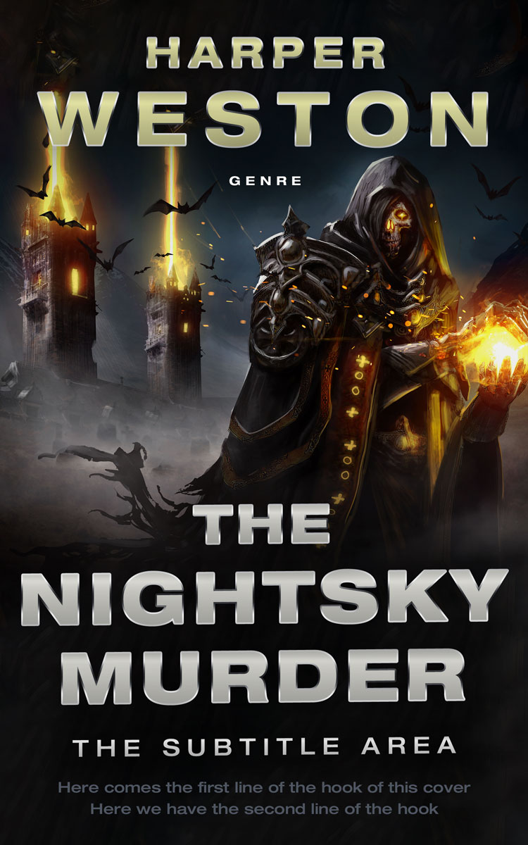 2D view of Premade Fantasy Book Cover - Heathered Gray