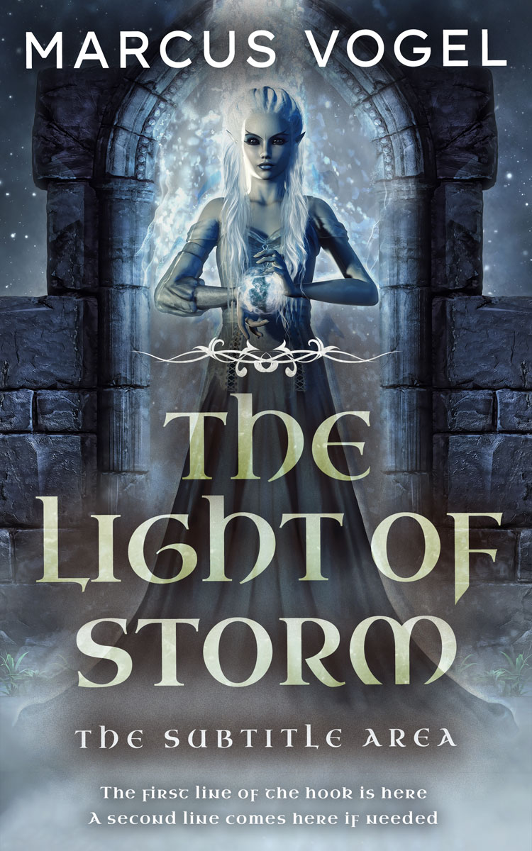 2D view of Bright Gray #24644 - Premade Fantasy Book Cover