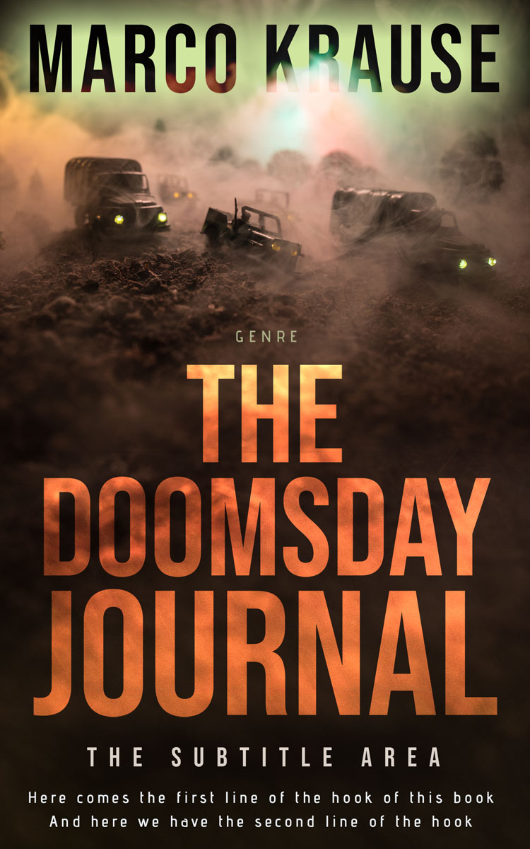 2D view of Premade Action & Adventure Book Cover - Whiskey