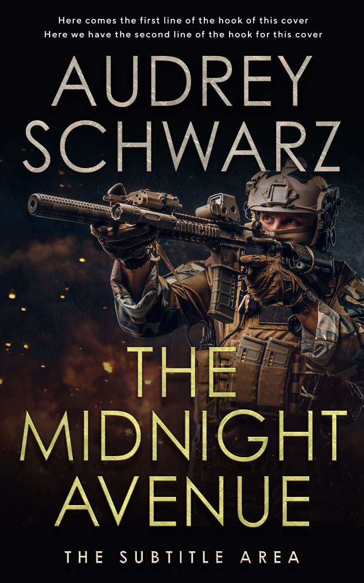 2D view of Premade Action & Adventure Book Cover - Cod Gray