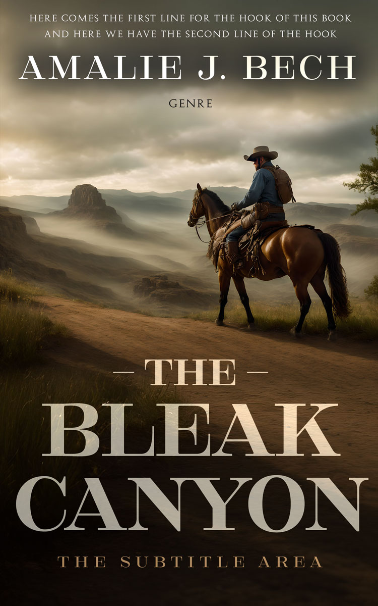 2D view of Premade Action & Adventure Book Cover - Bistre