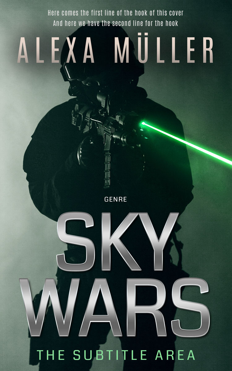 2D view of Premade Action & Adventure Book Cover - Pumice