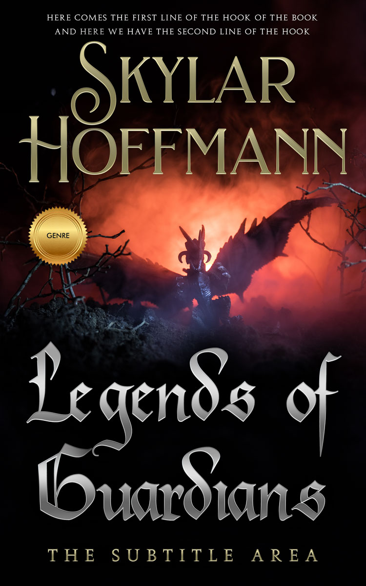 2D view of Premade Fantasy Book Cover - Antique Brass