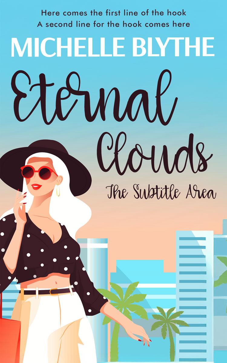 2D view of Premade Chick Lit Book Cover - Aquamarine Blue