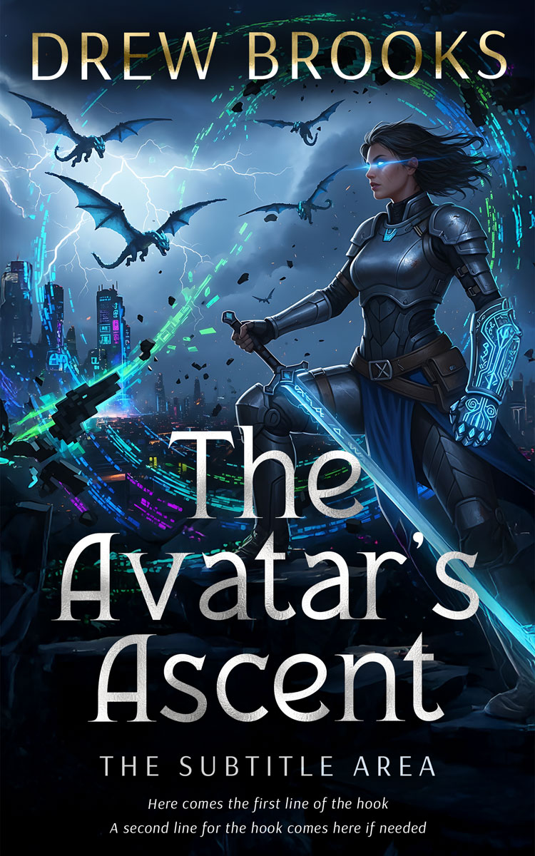 2D view of Premade LitRPG Book Cover - Ebony