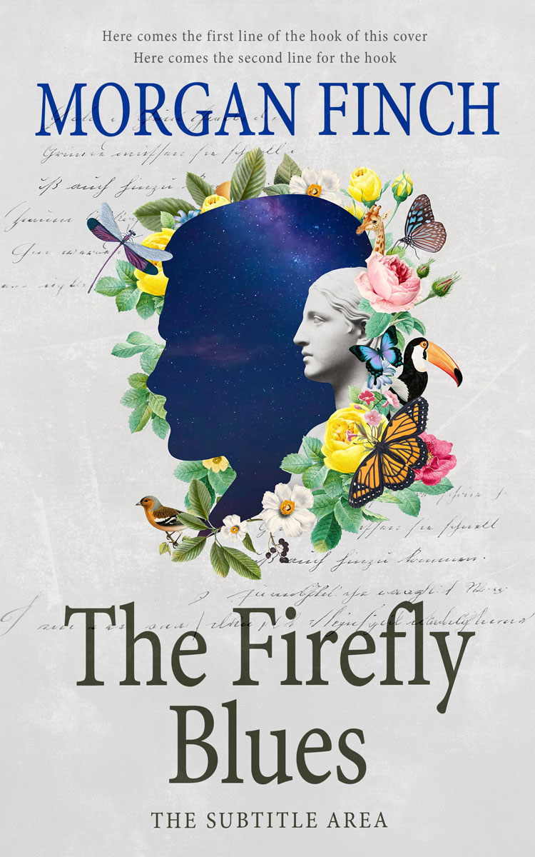 2D view of Premade Poetry Book Cover - Quill Gray #36749 | BookCoverZone