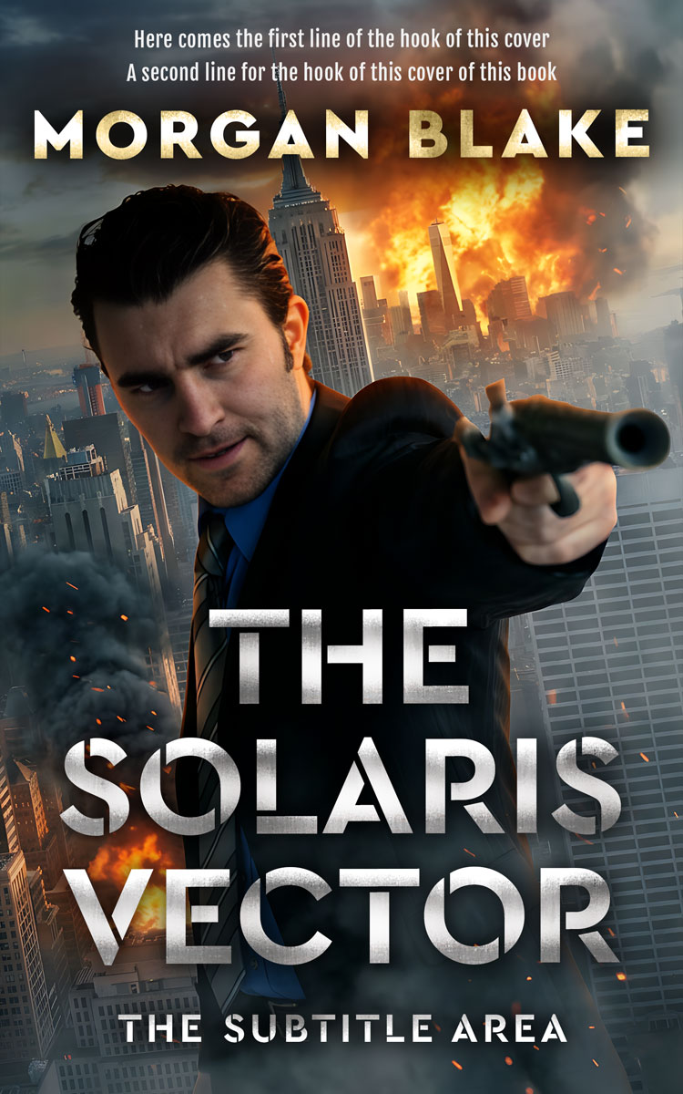2D view of Premade Action & Adventure Book Cover - Outer Space #37311 | BookCoverZone