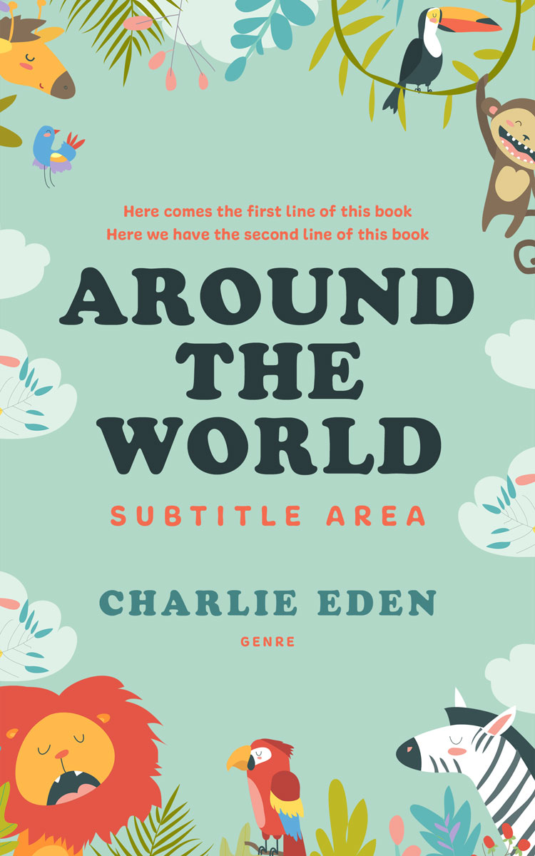 2D view of Premade Children's Book Cover - Surf