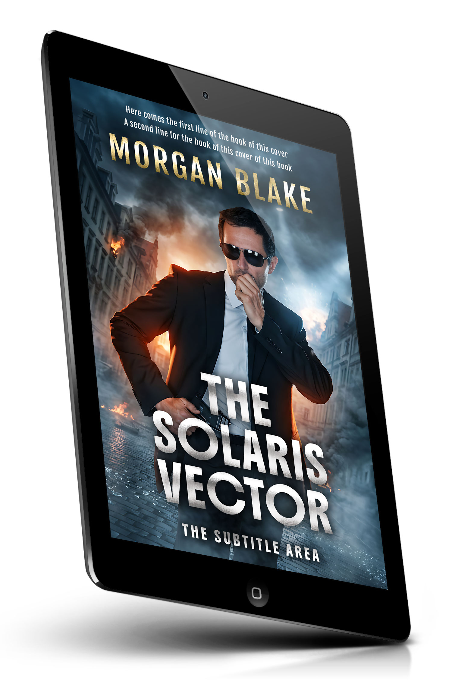 Tablet view of Premade Action & Adventure Book Cover - Ebony Clay #37308 | BookCoverZone