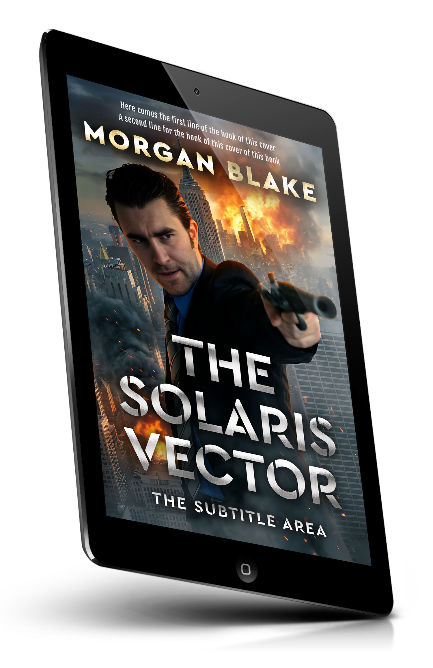 Tablet view of Premade Action & Adventure Book Cover - Outer Space #37311 | BookCoverZone