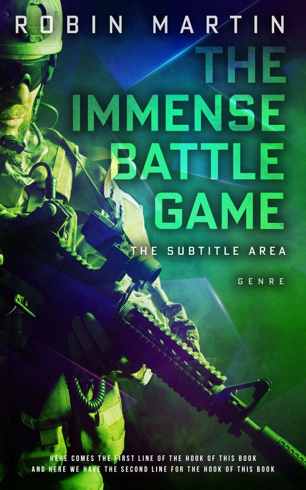 Front view of Gable Green #8779 - Premade Action & Adventure Book Cover | BookCoverZone