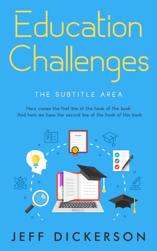 Front view of Picton Blue #11203 - Premade Education Book Cover | BookCoverZone