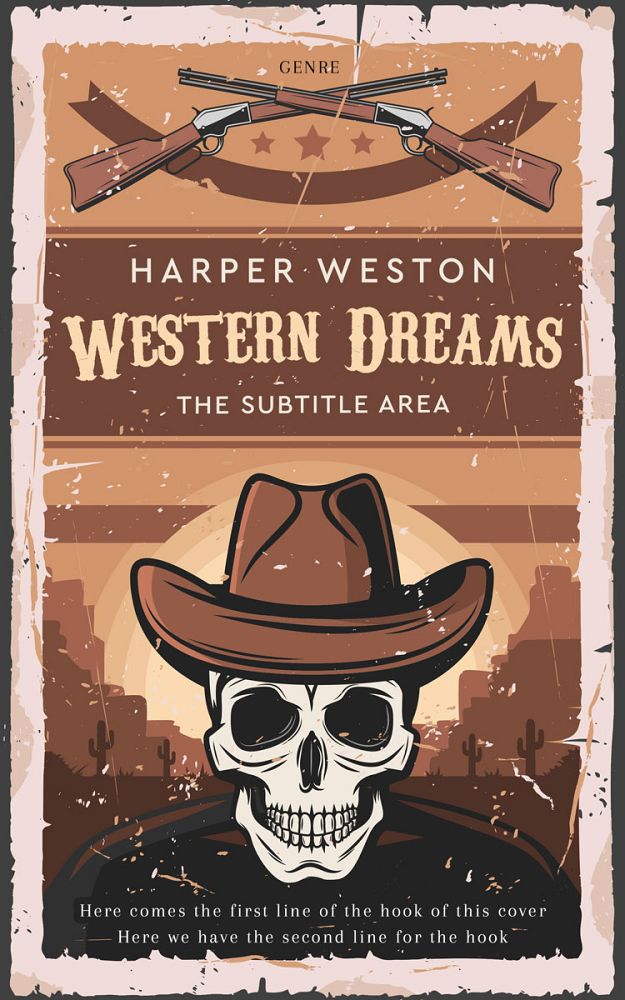 Front view of Antique Brass #23029 - Premade Western Book Cover | BookCoverZone