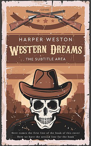 3D mockup of Antique Brass #23029 - Premade Western Book Cover | BookCoverZone